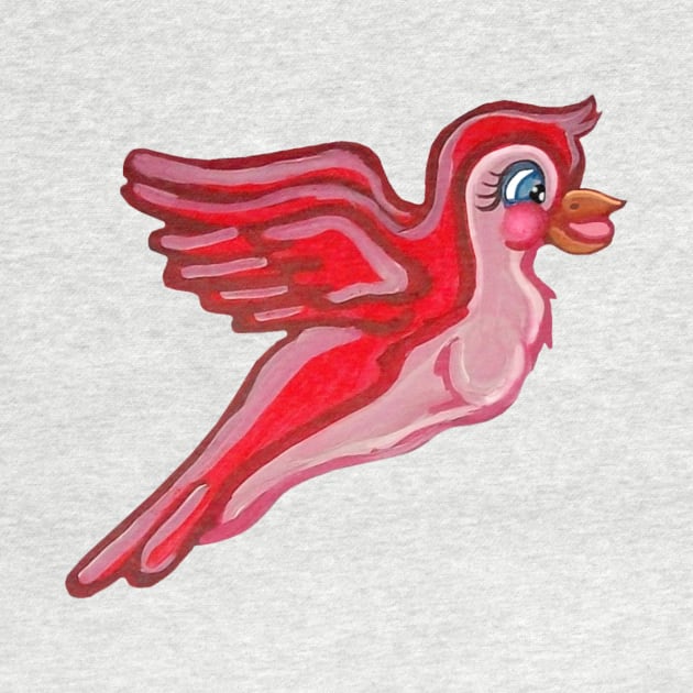 Flying Girly Neon Pink Bird by Art by Deborah Camp